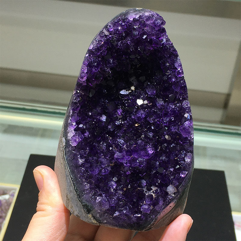 包邮天然紫水晶原石乌拉圭紫晶簇块紫晶洞聚宝盆摆件