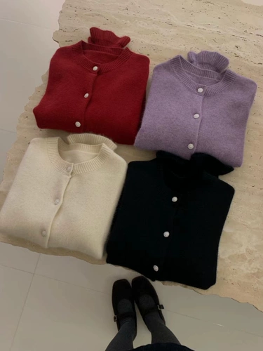 Бархатный кардиган, изысканный милый шерстяной трикотажный свитер, коллекция 2023