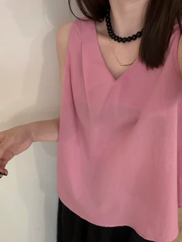 Летняя майка топ, футболка без рукавов, V-образный вырез, из хлопка и льна, городской стиль