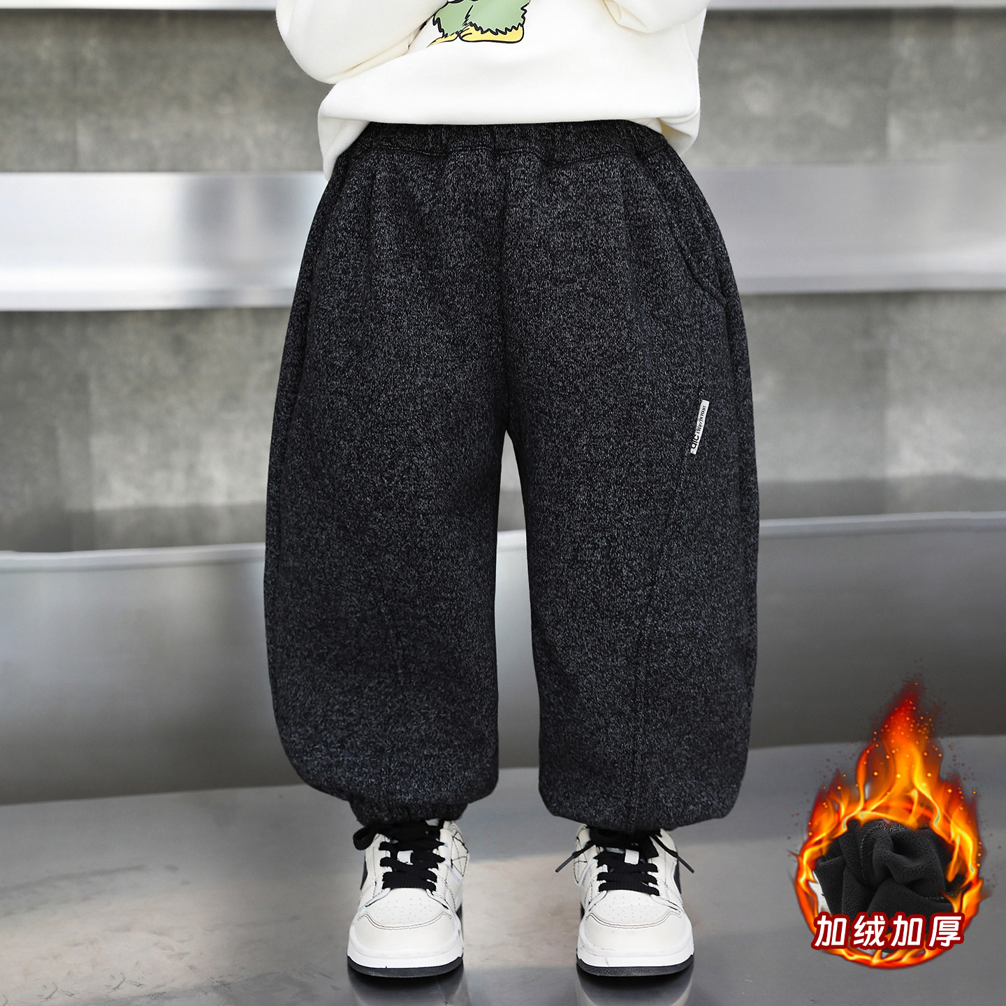 宝宝秋冬季加绒裤子保暖弯刀裤