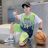 儿童篮球服套装 透气速干运动球衣男孩中大童24号训练球服 男童夏装