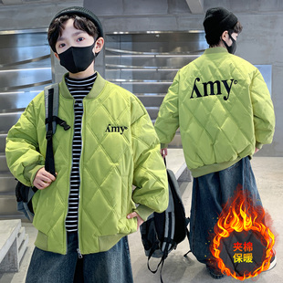 男童秋冬款夹棉外套儿童冬季洋气派克服中大童男孩深秋保暖薄棉衣