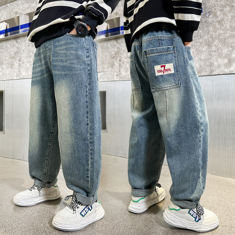 男童牛仔裤春秋新款儿童春装潮酷直筒裤子中大童男孩宽松休闲长裤,童装/婴儿装/亲子装,儿童牛仔裤,淘宝优惠券,粉丝福利购,淘宝优惠卷