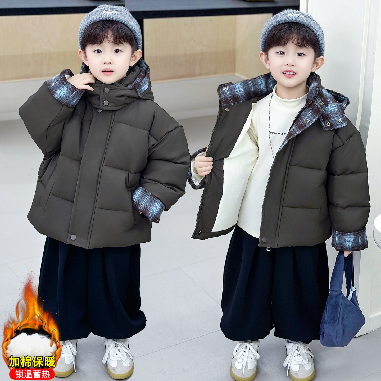 男童棉衣宝宝冬季加绒加厚保暖外套儿童冬季棉服小童皮衣棉袄帅气,童装/婴儿装/亲子装,棉袄/棉服,淘宝优惠券,粉丝福利购,淘宝优惠卷