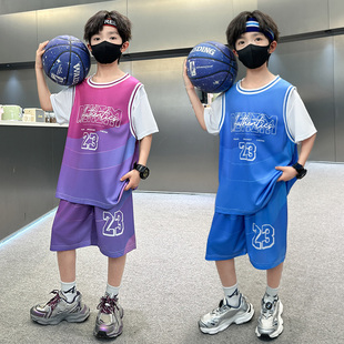 透气速干球衣中大童男孩球服23号 运动套装 儿童篮球服男童夏季 薄款
