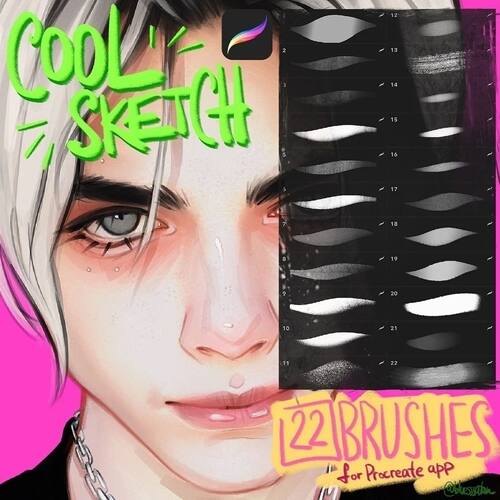 Procreate基础综合速写手绘肖像22款插画创作素描铅笔绘本素材包