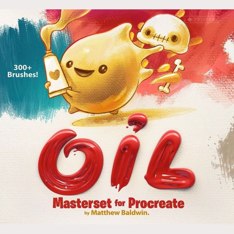 Procreate油画厚涂421款插画创作iPad绘画工具画师必备资源笔刷包图片
