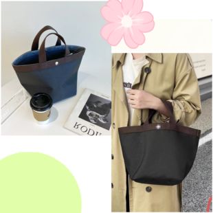 新款 日系纯色简约防水布包水桶包手拎包手提包通勤包饭盒包牛津布