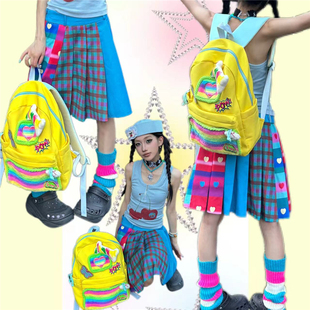 日光欲原创亚文化书包彩虹星星大容量学生小众通勤双肩包休闲背包