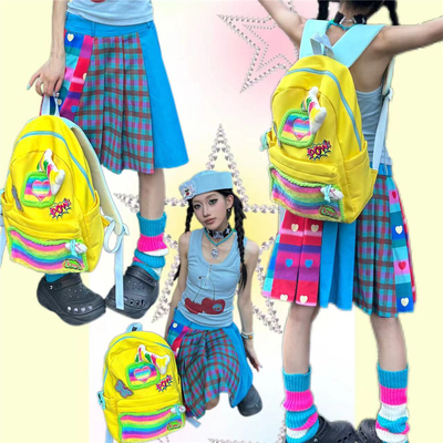 日光欲原创亚文化书包彩虹星星大容量学生小众通勤双肩包休闲背包