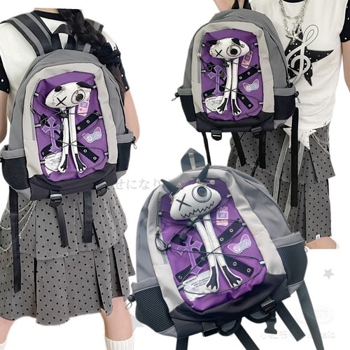 日光欲自制小众设计双肩包y2k千禧风学生亚B电脑书包拼色登山背包