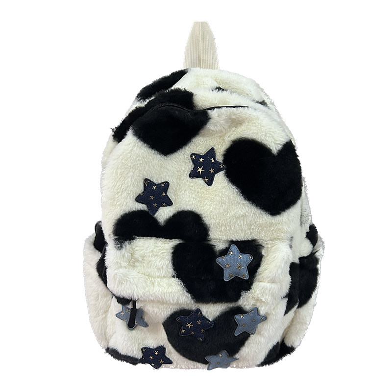 NIKKO WANTS ORIGINAL COW SCHOOLBAG MILK WHIRRING STARS CUTE HAIRY BACKPACK STUDENT NICHE HIGH-VALUE BACKPACK