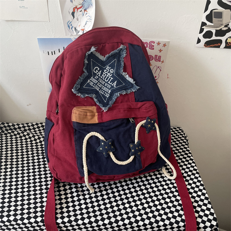 NIKKO WANTS TO ORIGINAL HANDMADE AUTUMN AND WINTER CASUAL VERSATILE BAG COLLECTION PLUSH CANVAS BACKPACK STUDENT SCHOOL BAG