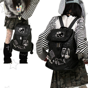 日光欲原创双肩包Y2K暗黑小众设计书包大容量通勤KT拼接秋冬背包