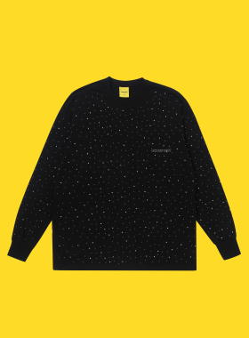 CANDYMADE秋季闪耀系列满天星丝网印印花黑色宽松长袖