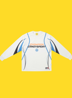 CANDYMADE秋季运动复古系列转印印花白色宽松长袖