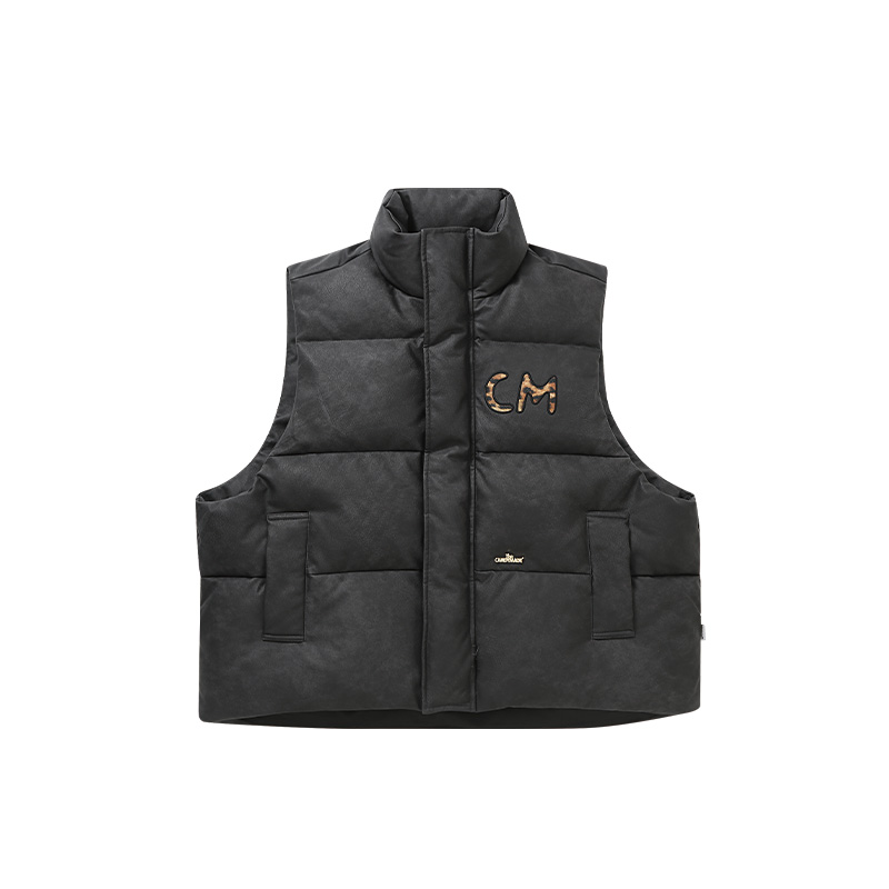 Candymade羽绒马甲豹纹贴皮绣