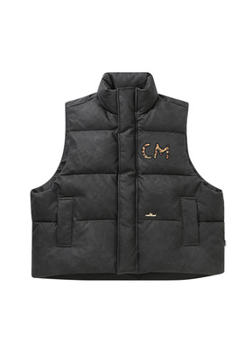 Candymade2025秋冬小花系列logo贴皮绣黑色宽松90白鸭绒羽绒马甲