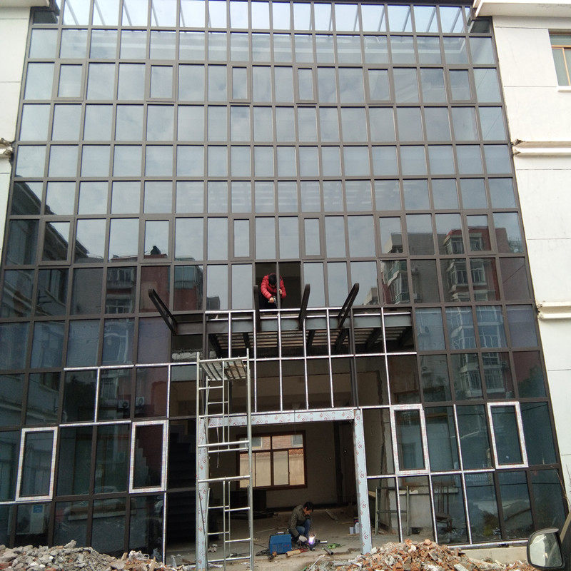 钢化玻璃幕墙安装阳光房铝合金门窗平台顶雨棚钢结构搭建工程承包