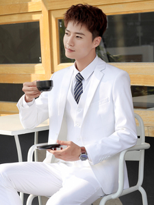 G2000男士西服套装休闲白色小西装韩版一套高级感男装外套痞帅气