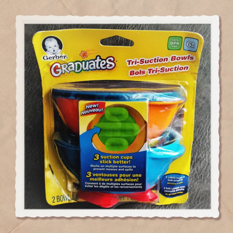 美国  Gerber嘉宝/NUK儿童吸盘碗 碗底防滑吸盘碗 带盖 2个装