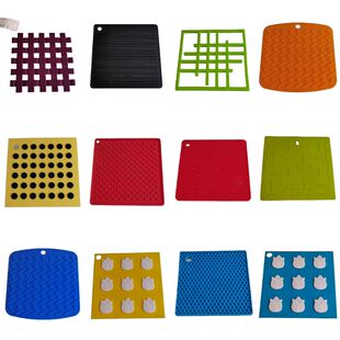 欧美单食品级耐高温硅胶蜂窝方形格家用隔热锅碗碟垫加厚微波炉垫