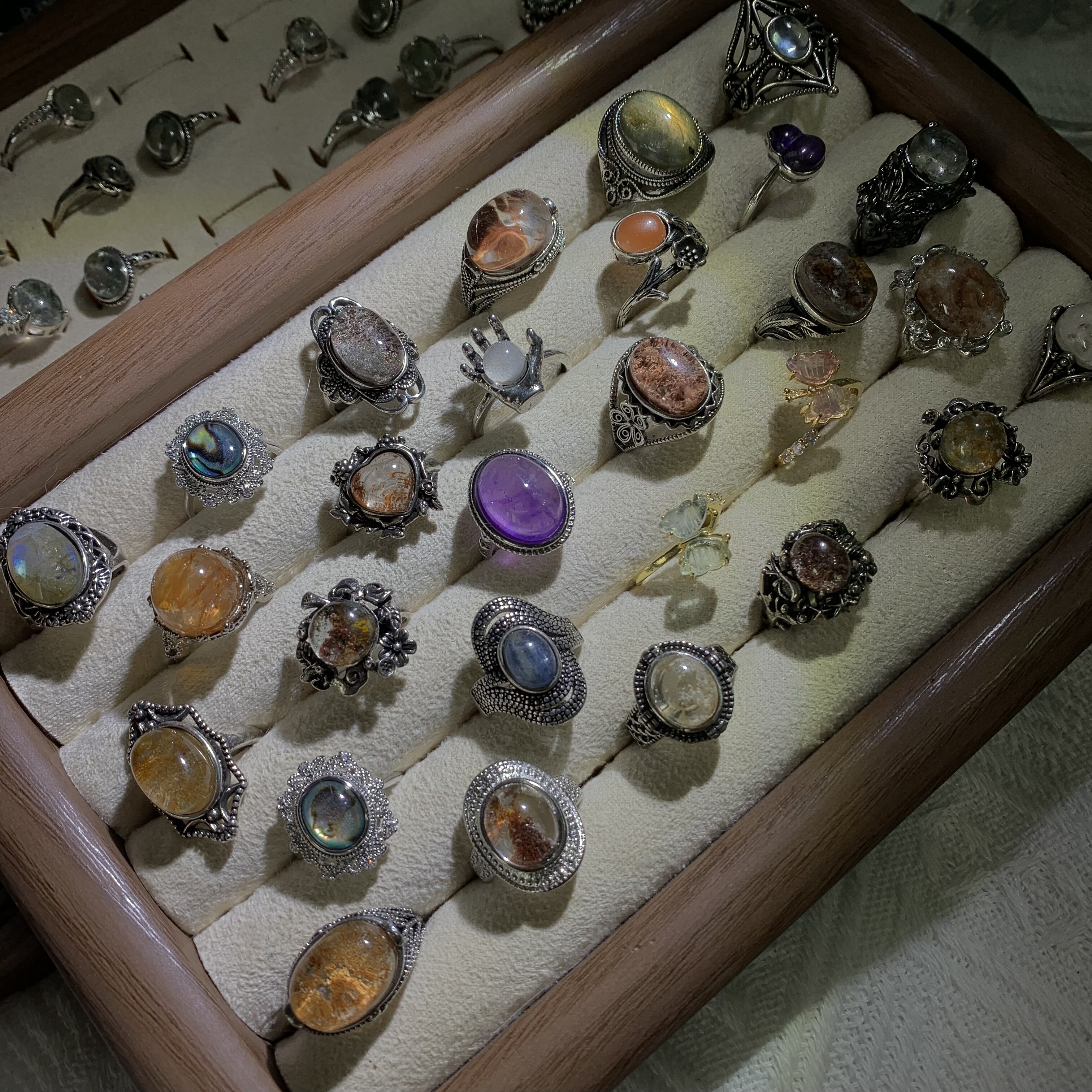 可爱猫咪天然水晶戒指女