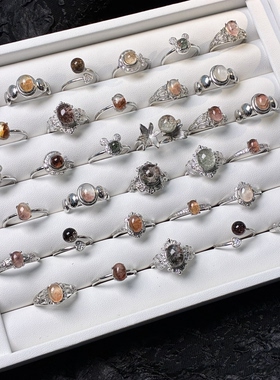 地脉拾光｜天然水晶幽灵戒指合理钛钢白铜不掉色托一物一图孤品