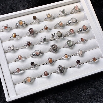 地脉拾光｜天然水晶幽灵戒指合集白铜钛钢不掉色活口一物一图孤品