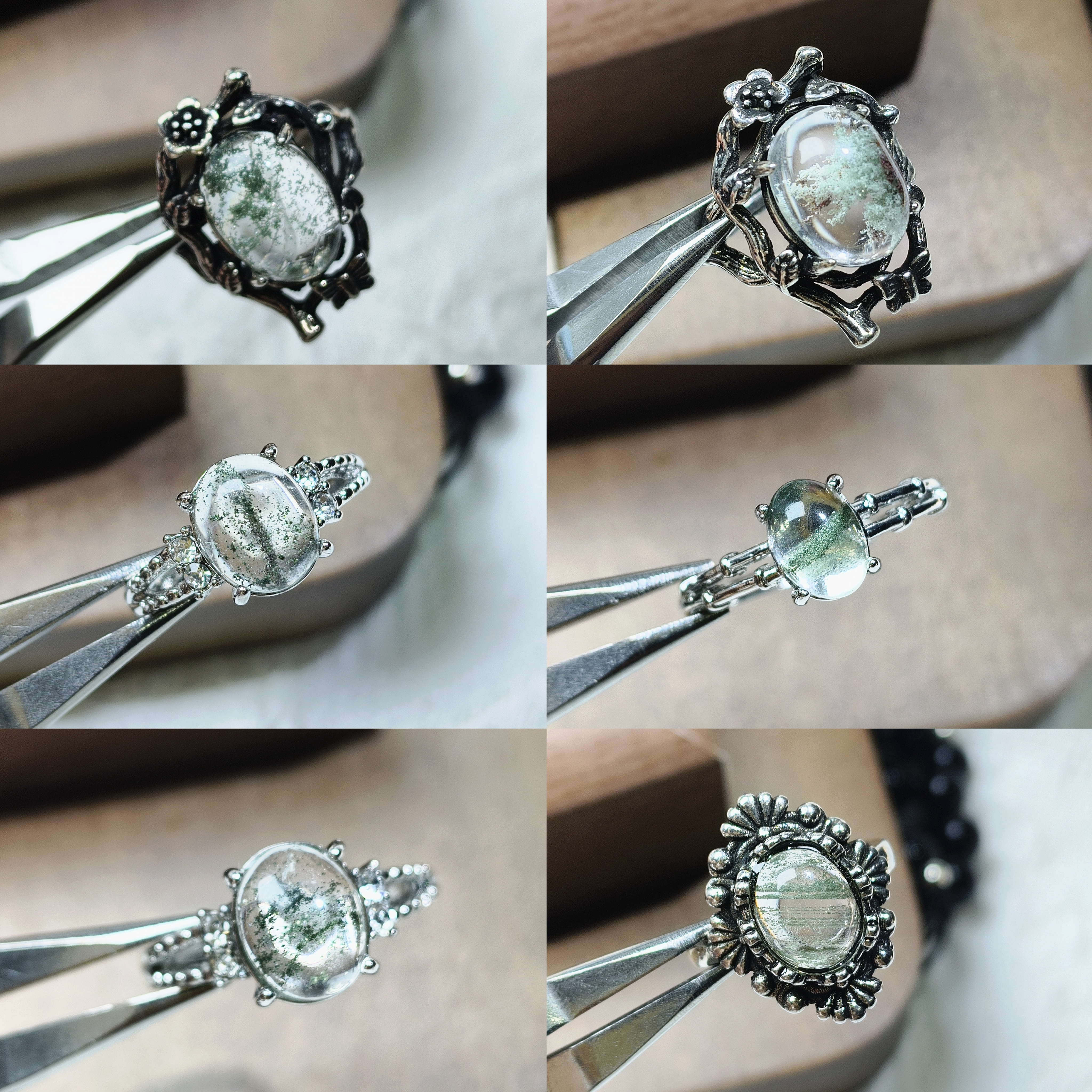 地脉拾光｜绿幽灵天然水晶戒指鬼佬财神聚宝盆满天星活复古饰品女