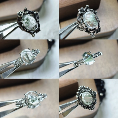 地脉拾光｜绿幽灵天然水晶戒指鬼佬财神聚宝盆满天星活复古饰品女