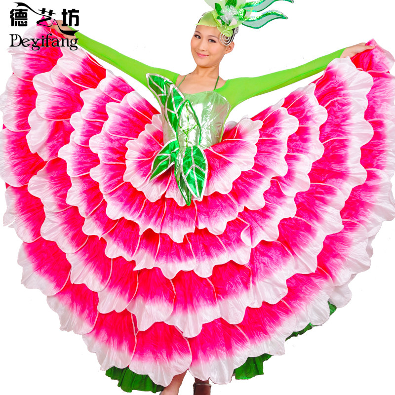 德艺坊新款开场舞蹈服装大摆裙开场长裙演出服装大裙摆变色仅出租