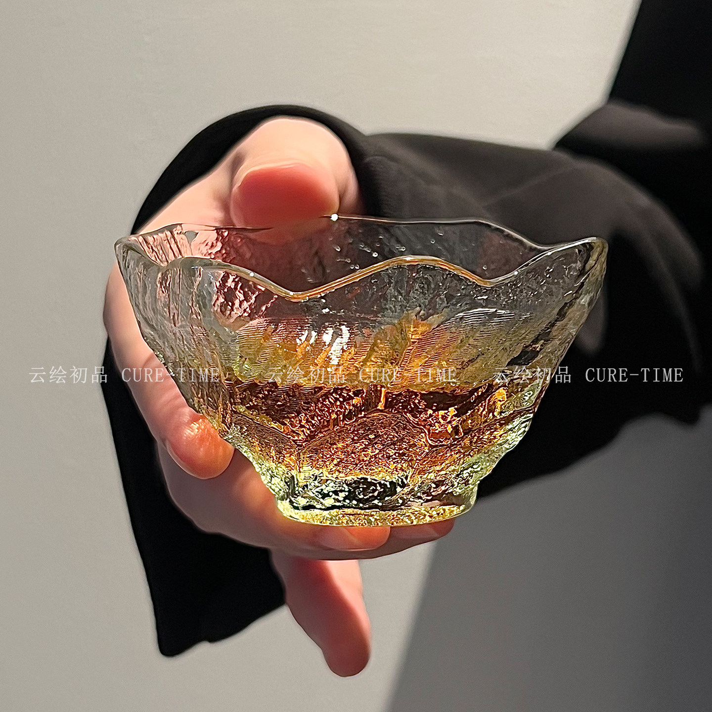 中式玄冰玻璃迷你主人品茗杯