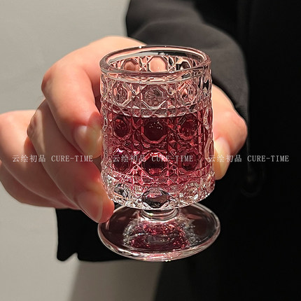 迷你矮脚加厚玻璃小酒杯家用白酒杯烈酒复古一口杯威士忌白兰地杯