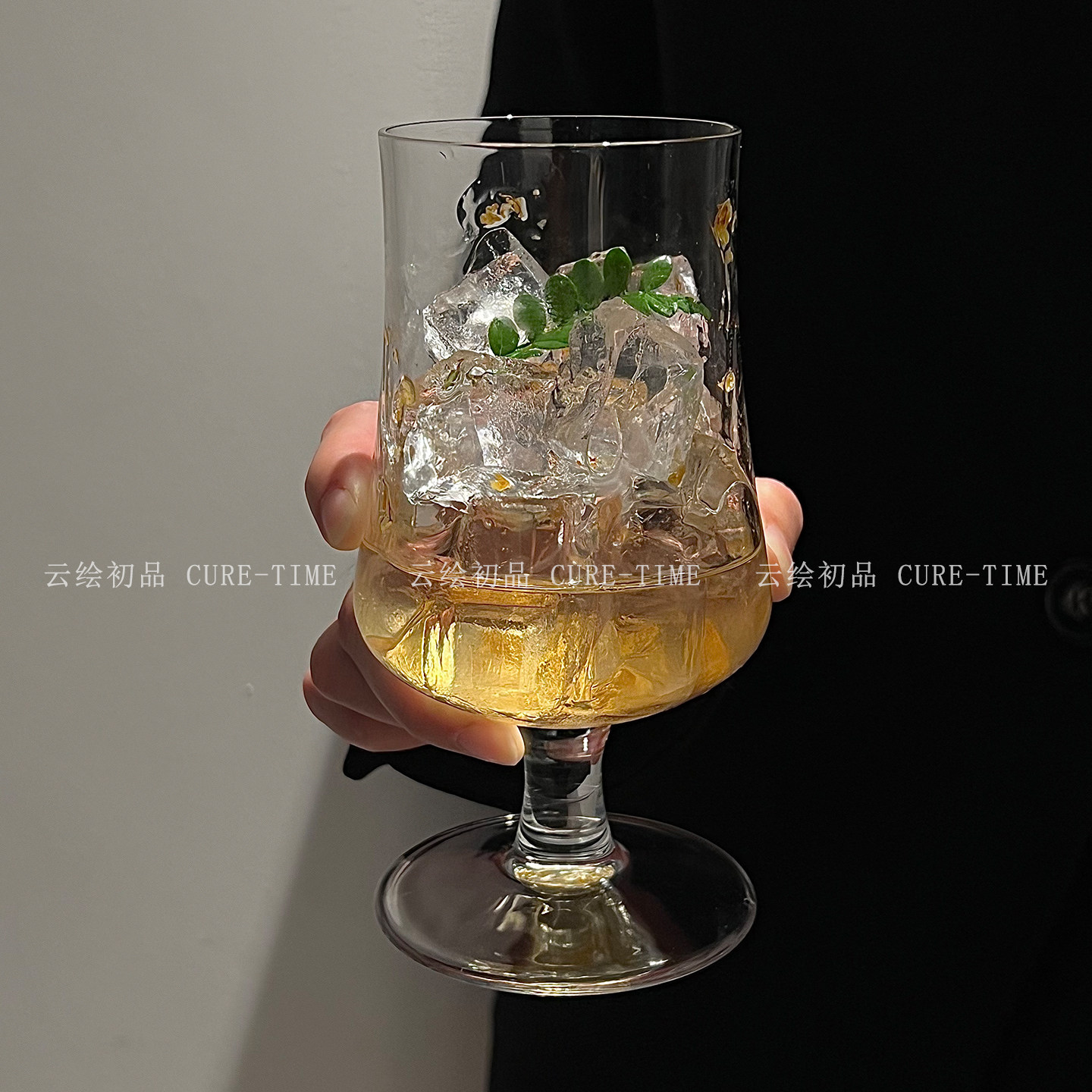 ins简约玻璃杯北欧简约高脚网红高颜值饮品杯气泡水杯果汁冷饮杯