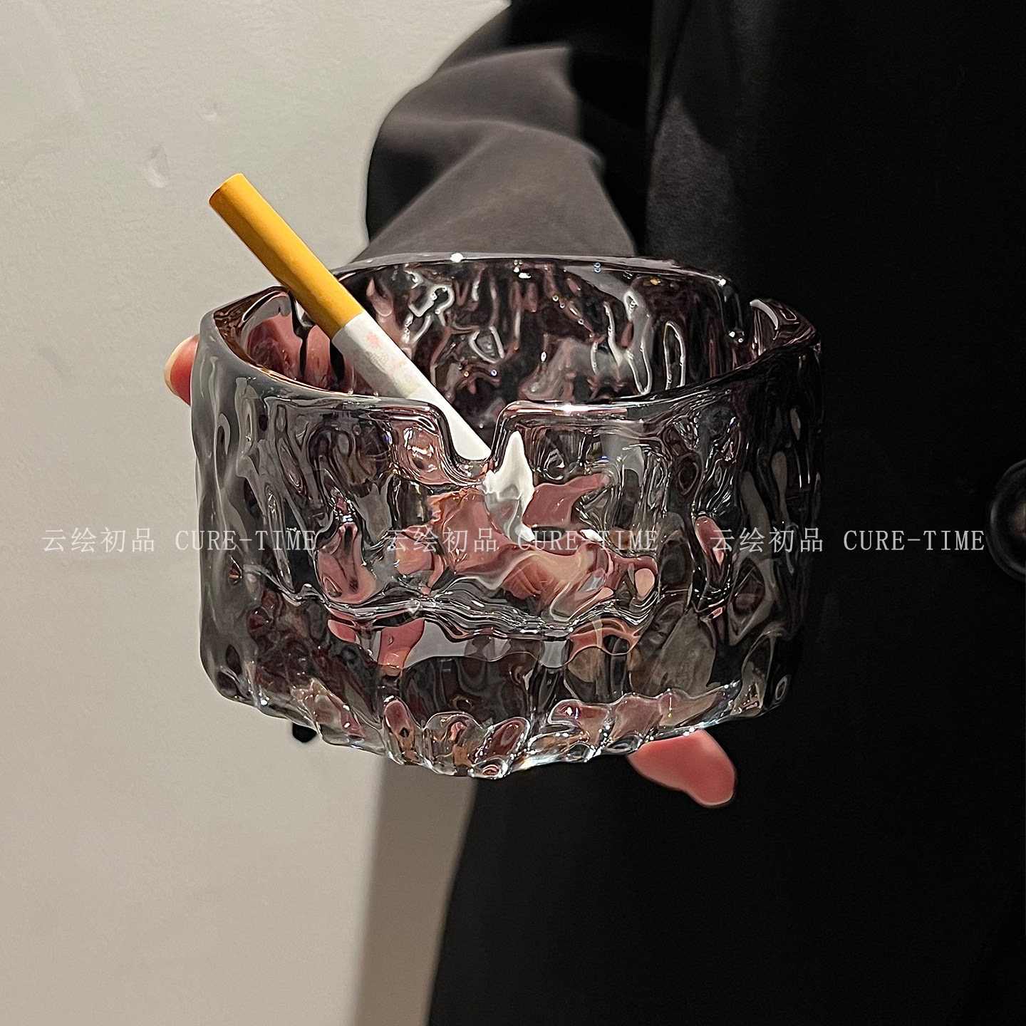 玻璃烟灰缸创意家用客厅轻奢ins风办公室ktv酒吧商用餐厅酒店烟缸