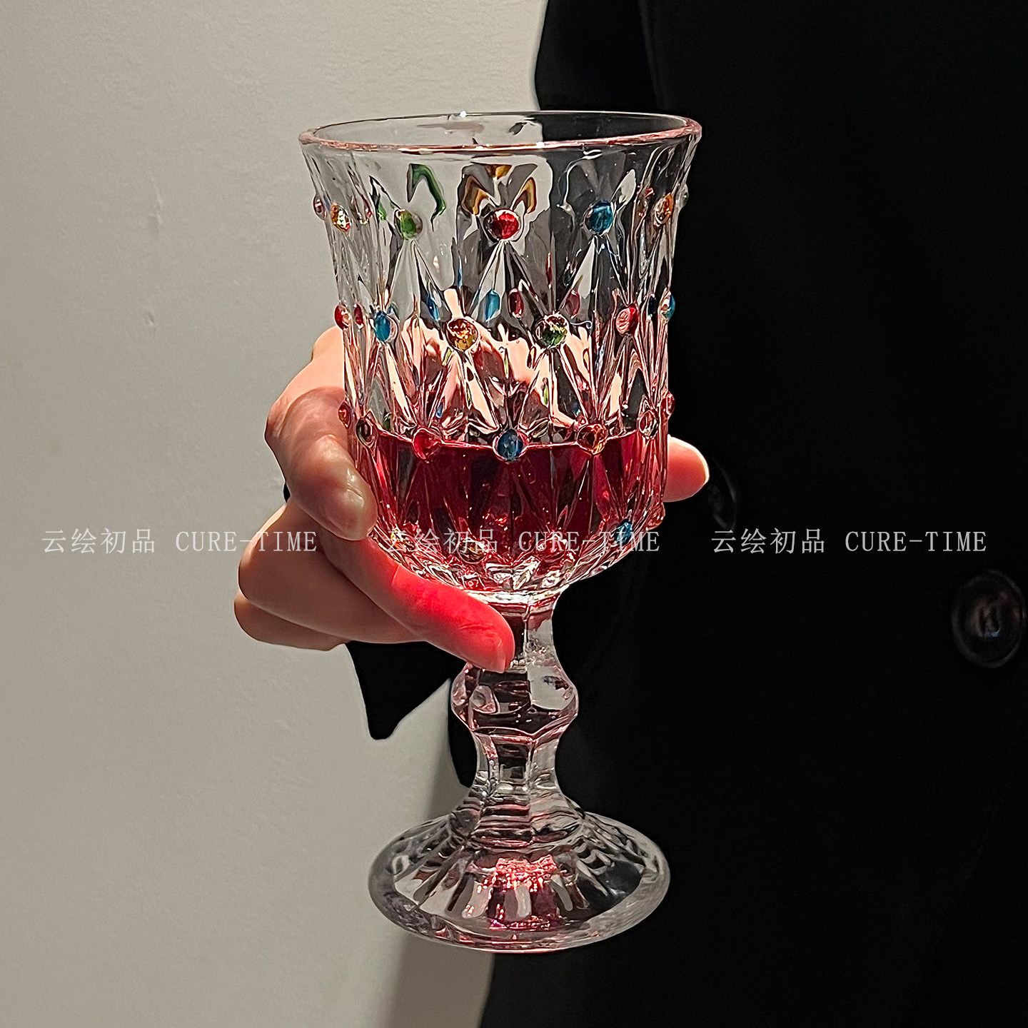 法式复古彩色珠点高脚玻璃杯家用高级感红酒杯香槟酒杯鸡尾酒杯,餐饮具,葡萄酒/红酒杯,淘宝优惠券,粉丝福利购,淘宝优惠卷