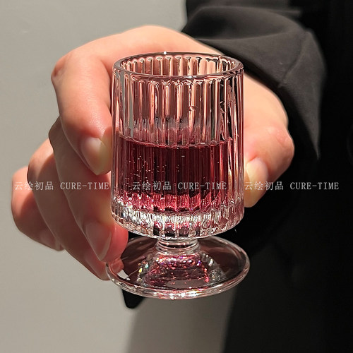 家用白酒杯迷你矮脚加厚玻璃小酒杯烈酒复古一口杯威士忌白兰地杯