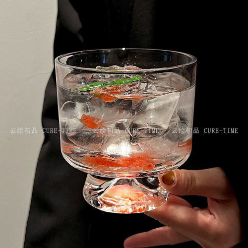 观山底玻璃高脚威士忌杯