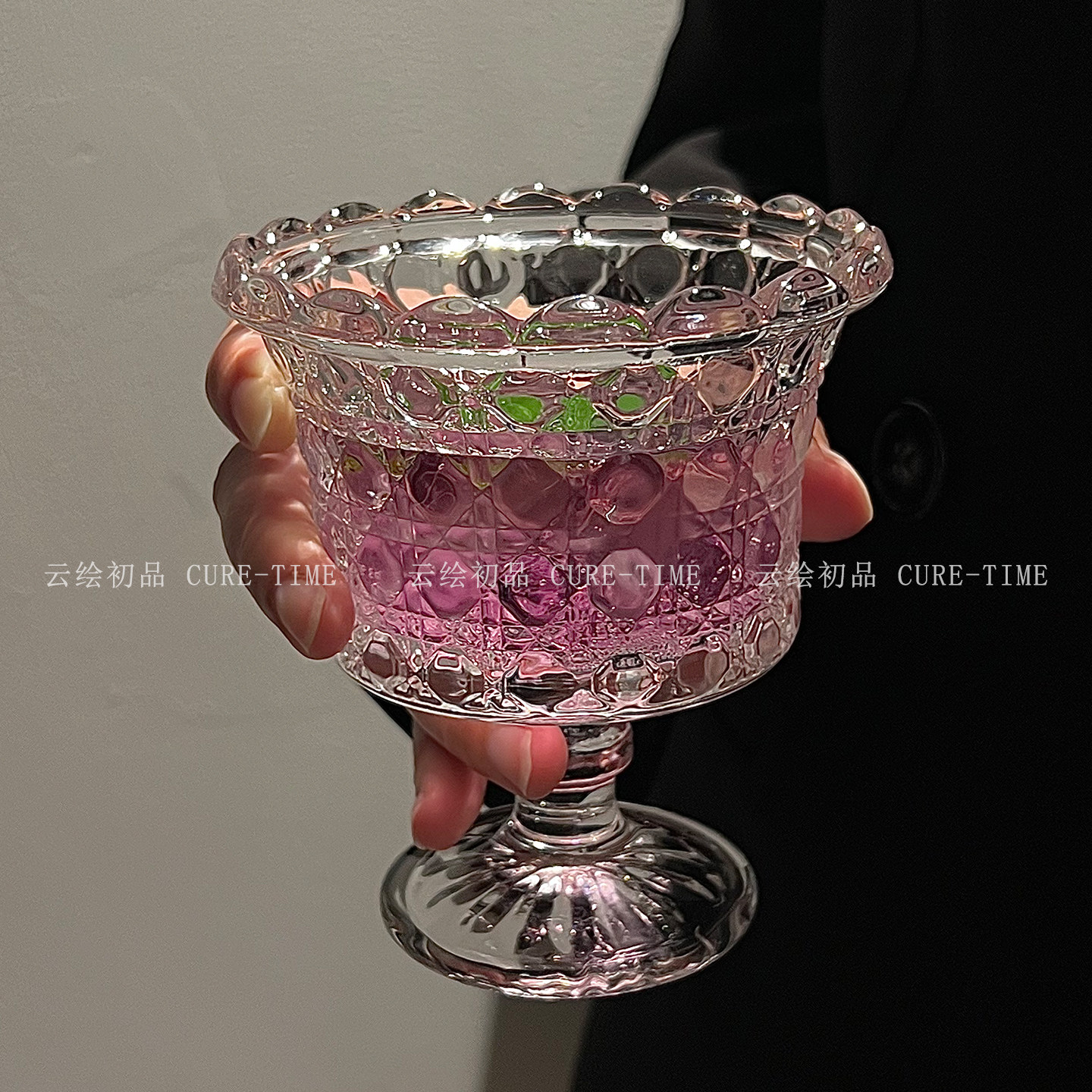 法式复古浮雕高脚香槟杯
