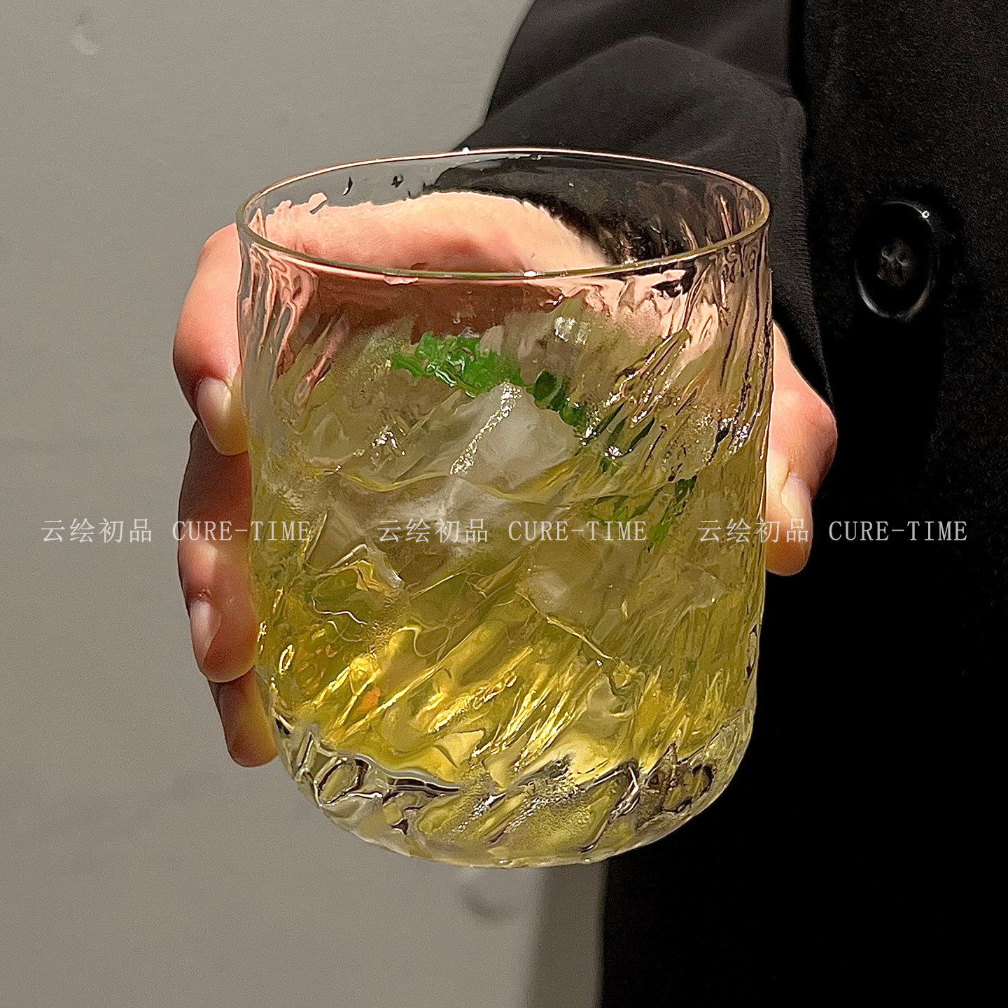 ins风冰纹玻璃水果茶杯