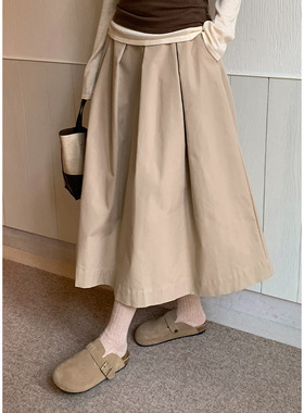 Tania 卡布奇诺 25日系氛围感大裙摆中长款高腰气质伞裙半身裙女