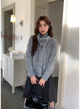 Tania 精致girl Miu系【带围巾】厚款毛绒绒毛衣女氛围感针织上衣
