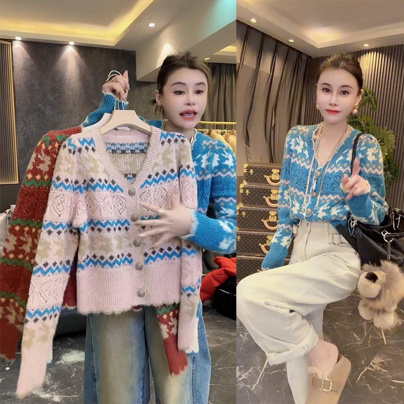 欧货2025冬女时尚高级感气质花边领镂空长袖毛针织衫显瘦甜美上衣,女装/女士精品,T恤,淘宝优惠券,粉丝福利购,淘宝优惠卷