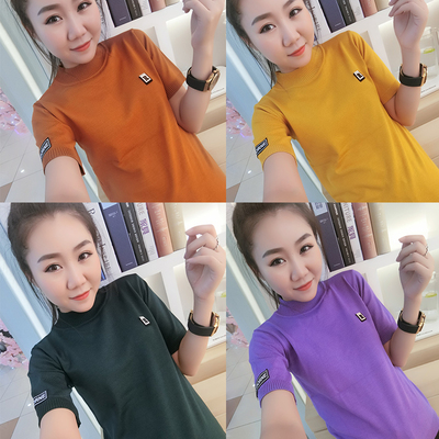 0新款韩版洋气百搭短袖T恤针织衫