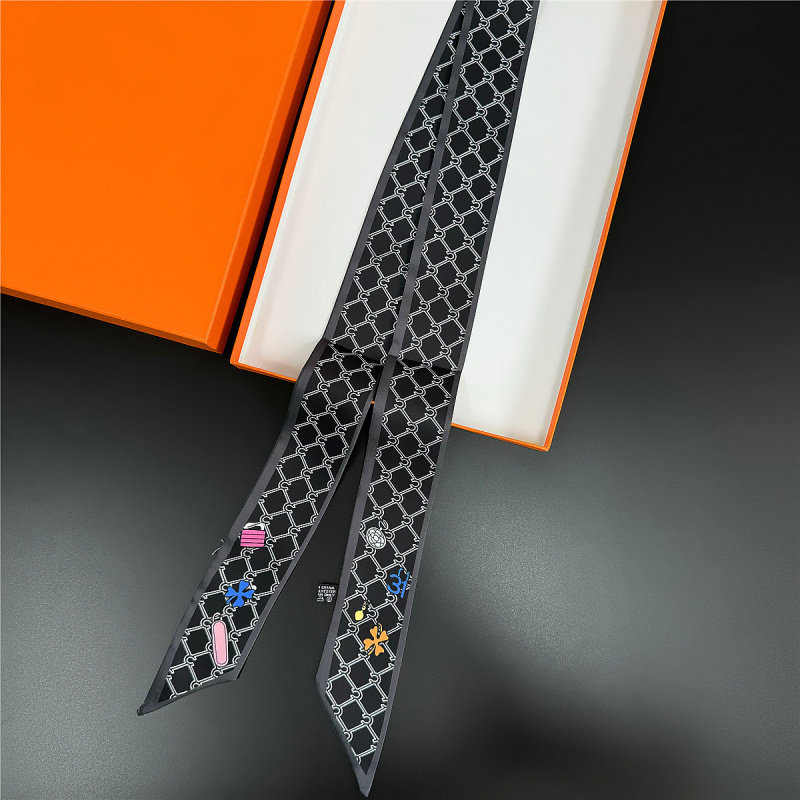 发带小丝巾夏季薄款女绑包手柄丝巾丝带脖饰领巾女装饰仿真丝长条