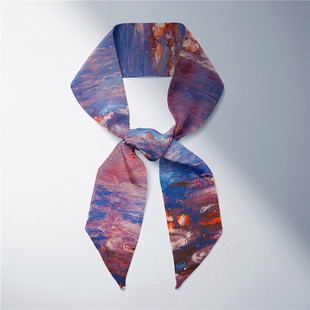 梵高系列油画丝巾细窄小长条发带飘带绑包包手柄丝带装饰文艺领巾