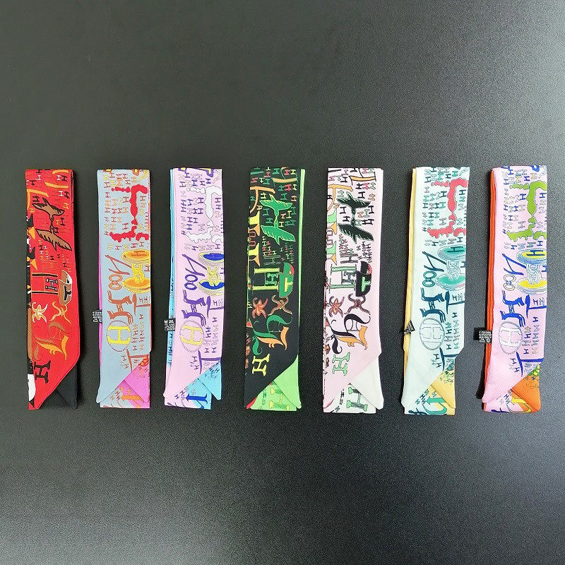 H家新款春早绑包包手柄丝巾装饰围巾包带女士小领巾仿真丝小丝巾