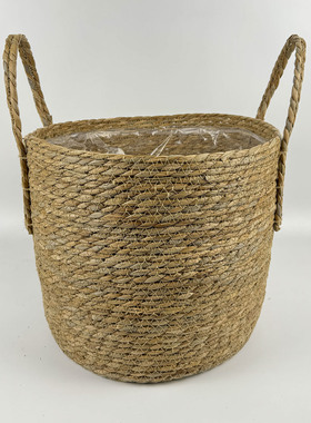 草绳编织篮子花篮室内植物绿植落地花盆摆件家居手提装饰篮带