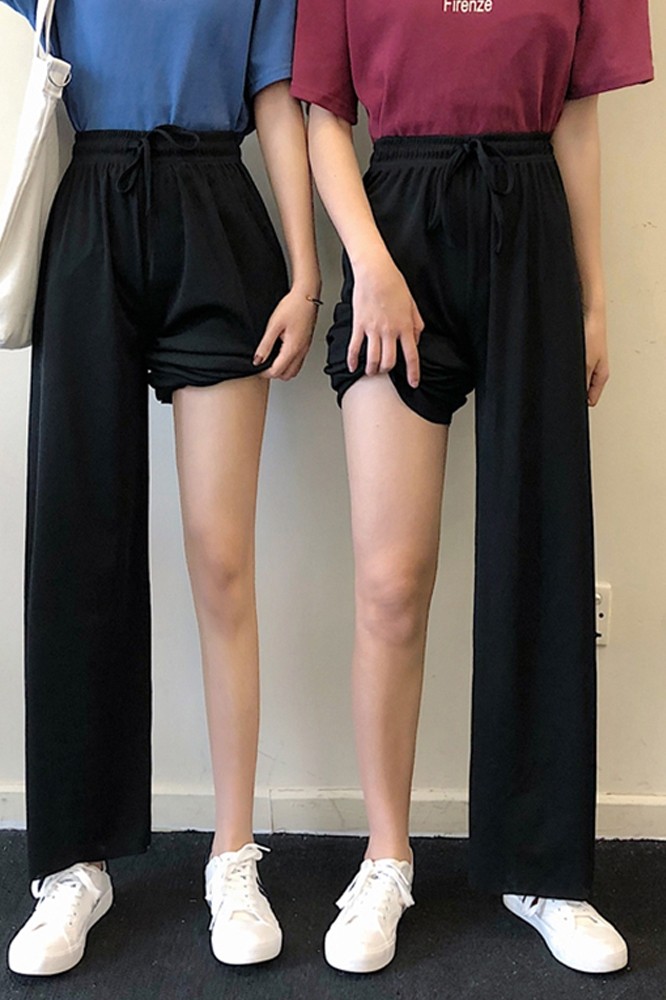 大码女装春夏穿搭2023梨形身材阔腿裤宽松垂感休闲胖妹妹显瘦裤子